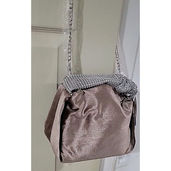 Melie Bianco Estela Taupe Velvet Rhinestone Top Handle Bag - Msrp $68 NWT - Picture 2 of 16
